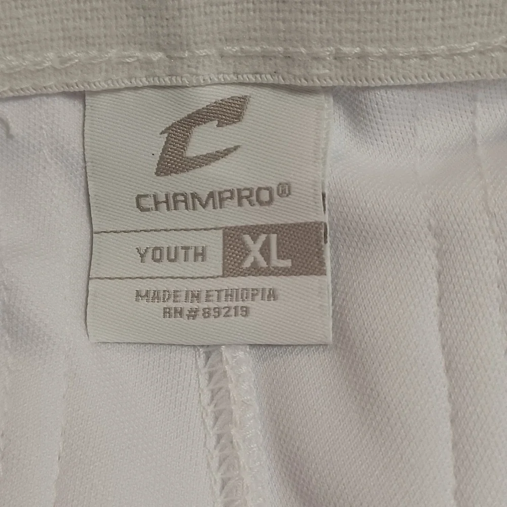 Champro Youth XL Baseball Pants White Scarlet Red Pipe Knicker‎ Loose Fit BP101
